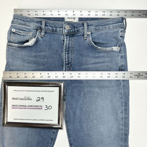 AGOLDE Jeans Women 28 Toni Midrise Skinny Blue Stretch Denim Distress Light Wash - Picture 7 of 12